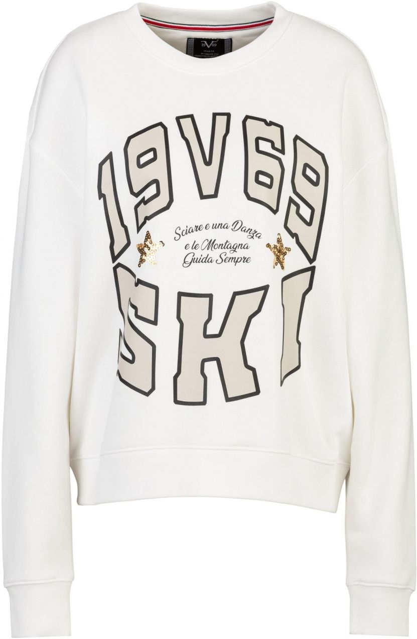 19V69 ITALIA Mikina 'Sinja Wintergames'  béžová / čierna / šedobiela