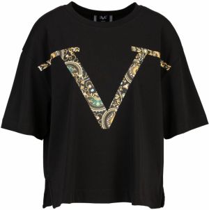 19V69 ITALIA Tričko 'Petonia New Baroque'  medová / smaragdová / čierna / biela