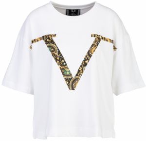 19V69 ITALIA Tričko 'Petonia New Baroque'  medová / smaragdová / čierna / biela