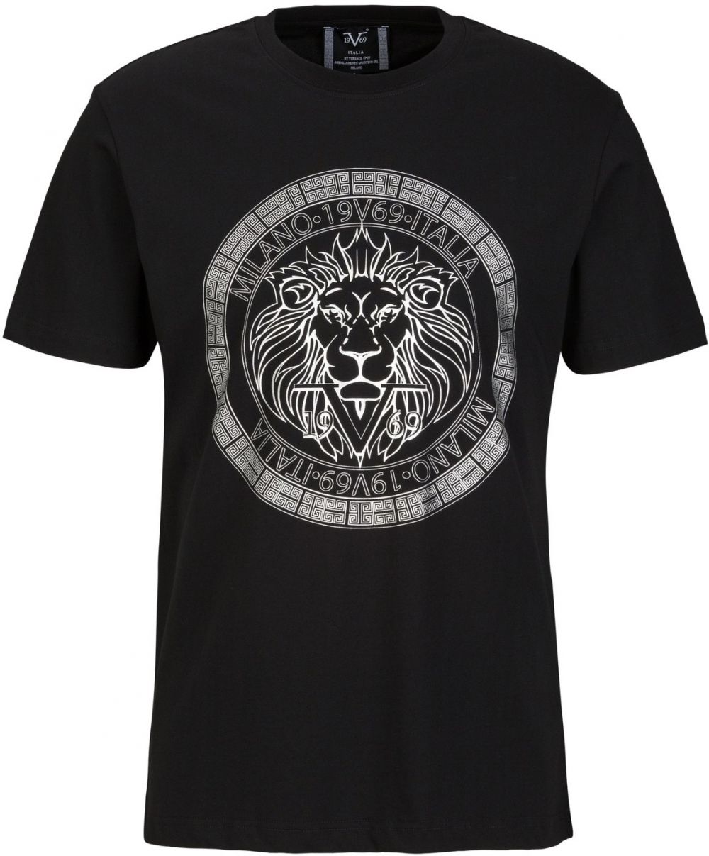 19V69 ITALIA Tričko 'Rafael Carrier 8'  čierna / biela