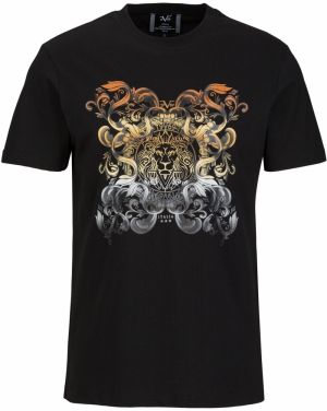 19V69 ITALIA Tričko 'Rafael New Baroque 2'  pastelovo žltá / sivá / oranžová / čierna