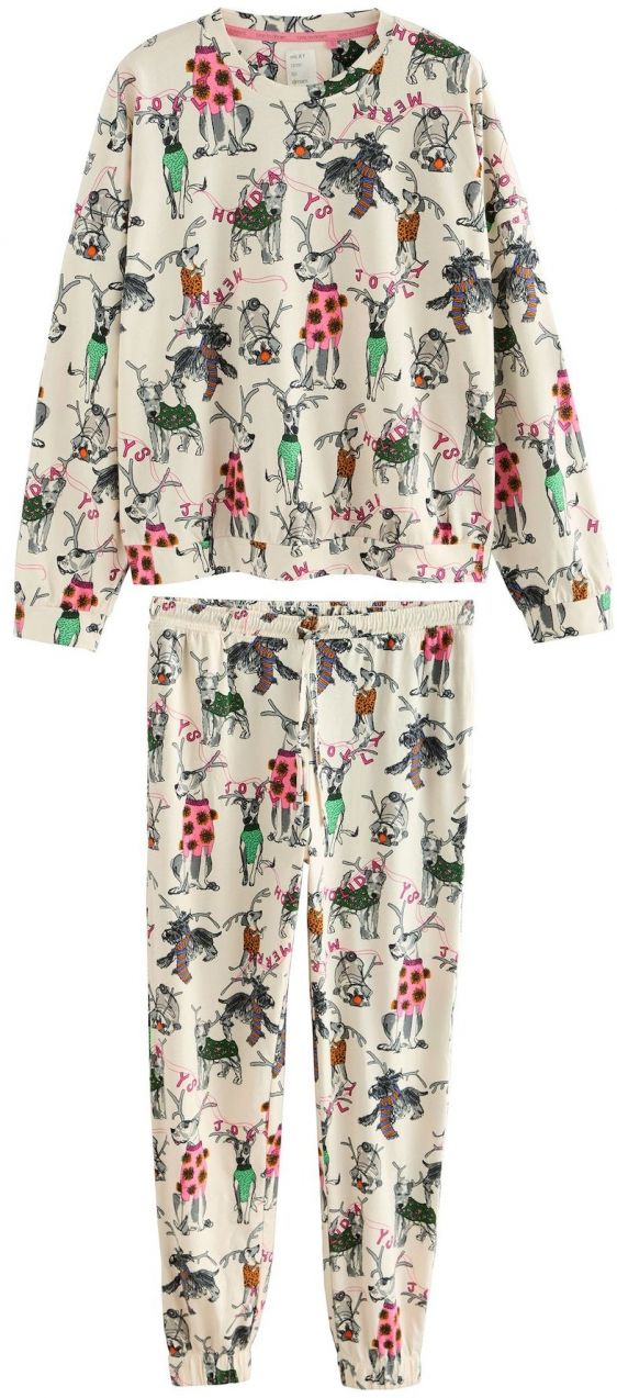 Next Pyžamo  krémová / sivá / zelená / ružová