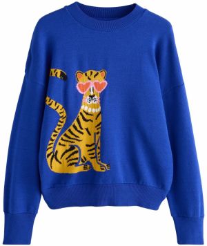 Next Sveter  modrá / šafránová / čierna / biela