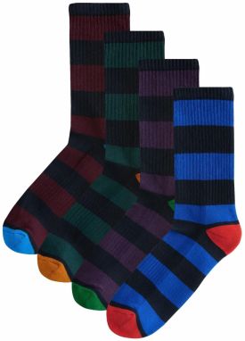 Next Ponožky  modrá / tmavozelená / baklažánová / tmavočervená / čierna