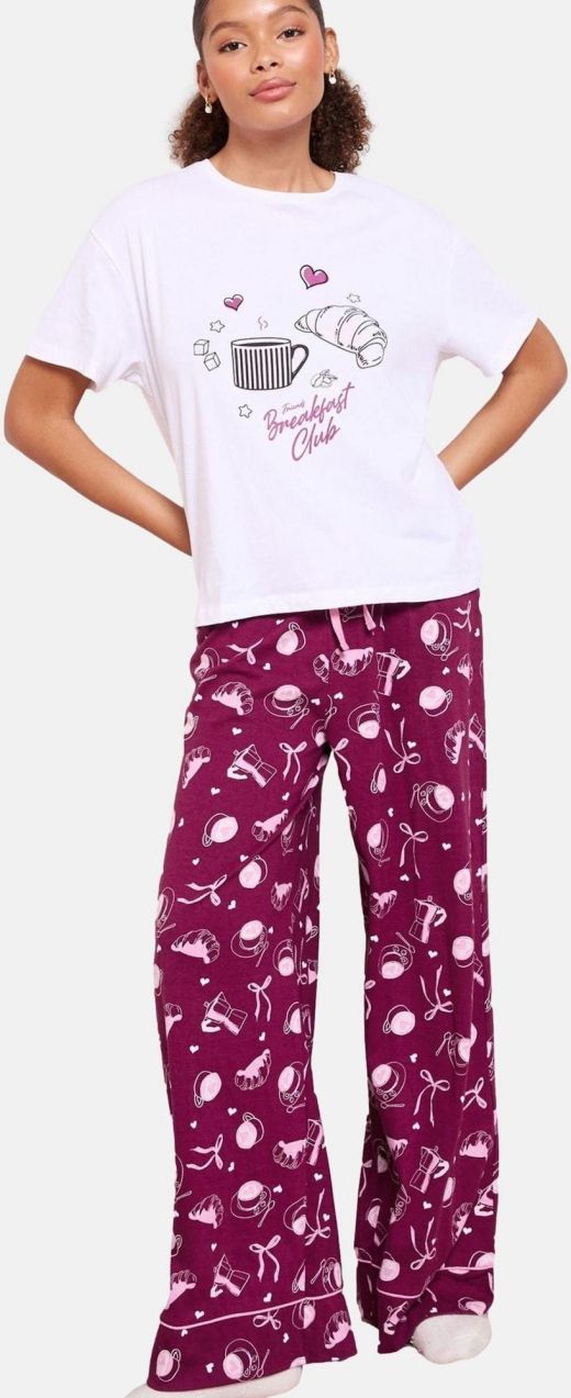Friends Like These Pyžamo 'Breakfast Club'  ružová / burgundská / čierna / biela