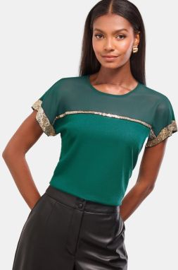 Lipsy Tričko  zlatá / smaragdová