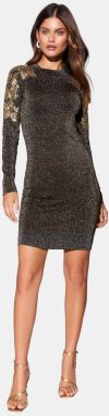 Lipsy Pletené šaty  zlatá / čierna