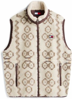 Tommy Jeans Vesta  nebielená / hnedá / svetlohnedá / červená