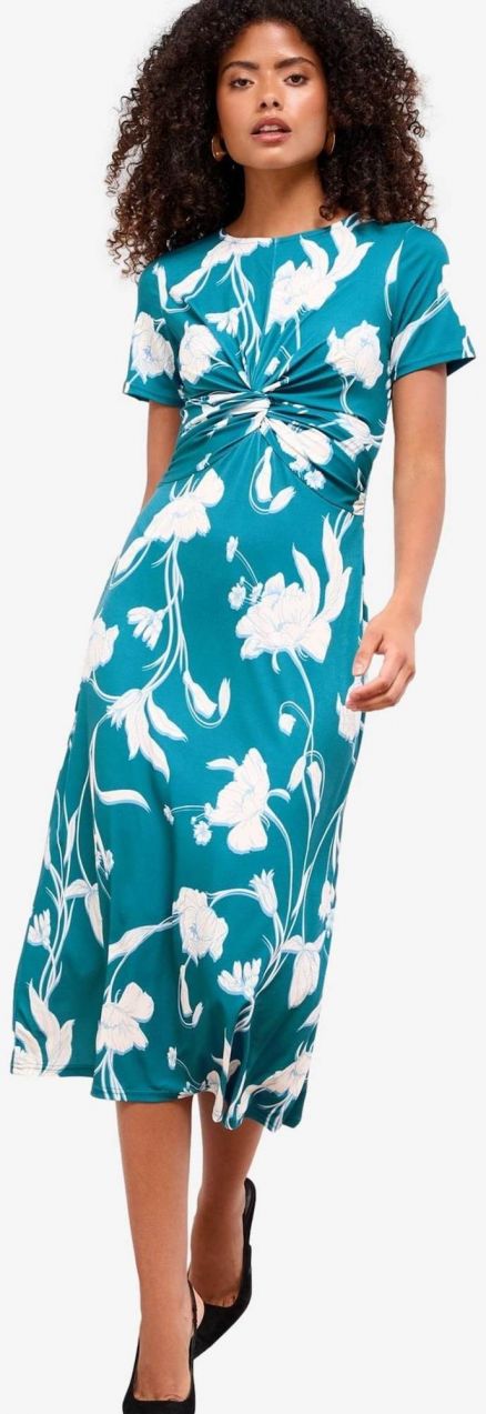 Lipsy Šaty  modrozelená / biela