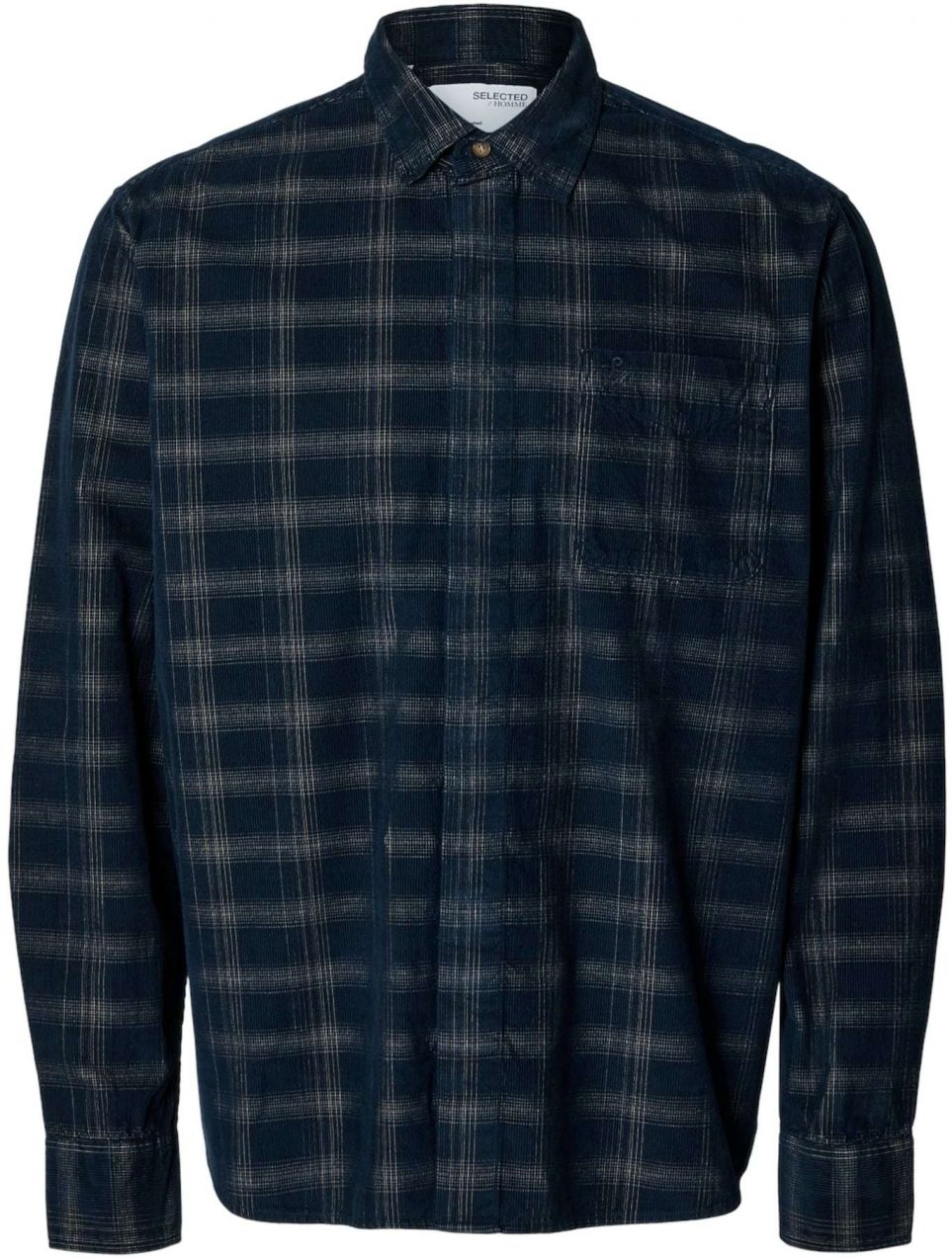 SELECTED Košeľa  béžová / námornícka modrá