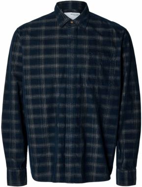 SELECTED Košeľa  béžová / námornícka modrá