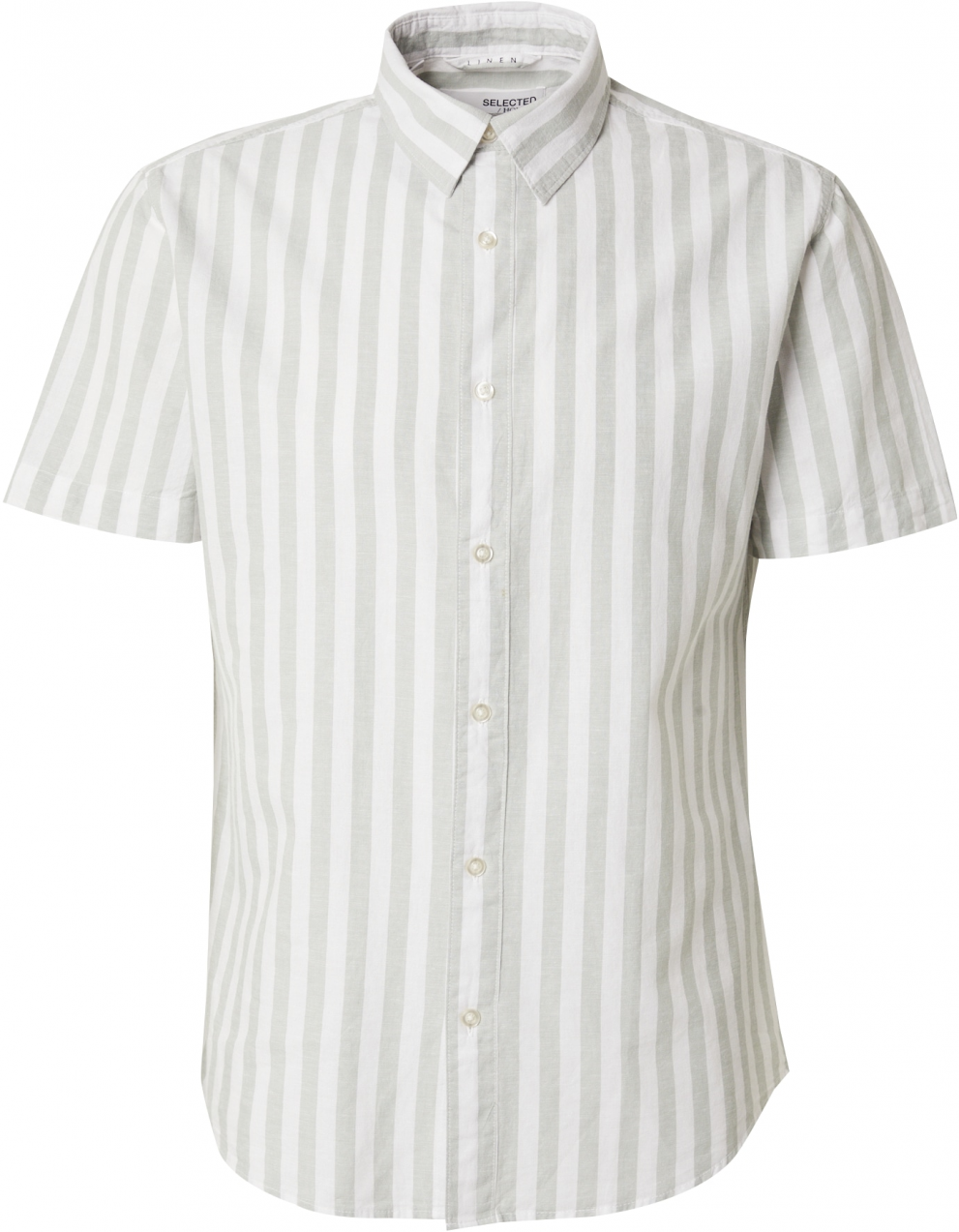 SELECTED Košeľa  pastelovo zelená / šedobiela