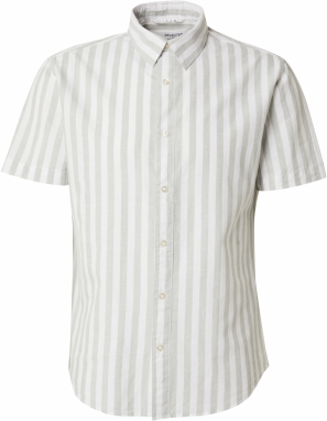 SELECTED Košeľa  pastelovo zelená / šedobiela