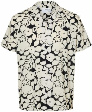 SELECTED Košeľa 'Regair'  čierna / biela