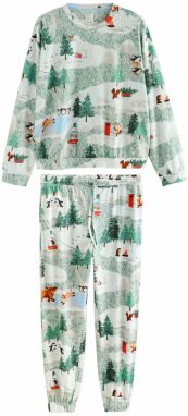 Next Pyžamo  svetlohnedá / zelená / pastelovo zelená / červená