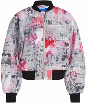 KARL LAGERFELD JEANS Prechodná bunda  svetlosivá / ružová / červená