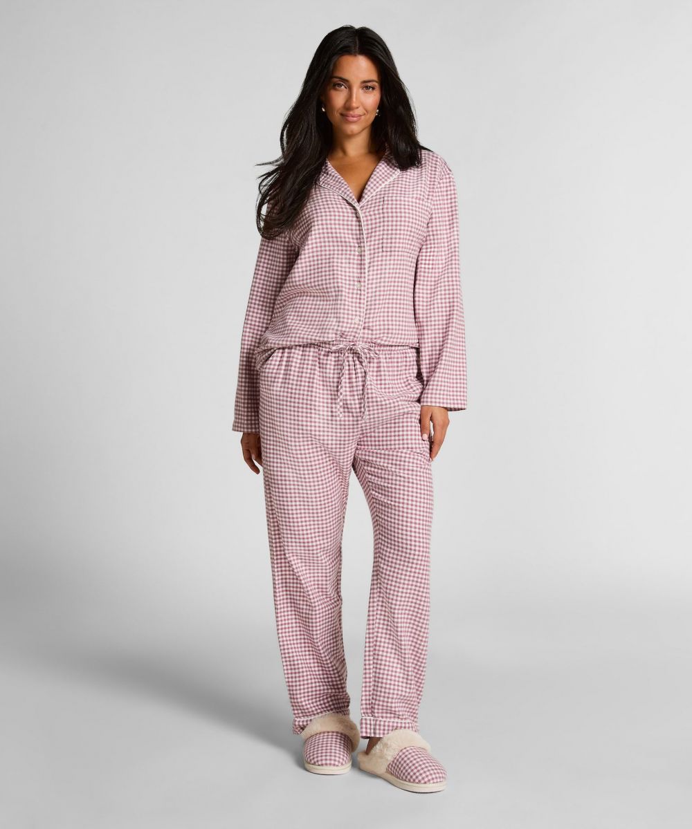 Hunkemöller Pyžamové nohavice  farba lesného ovocia / biela