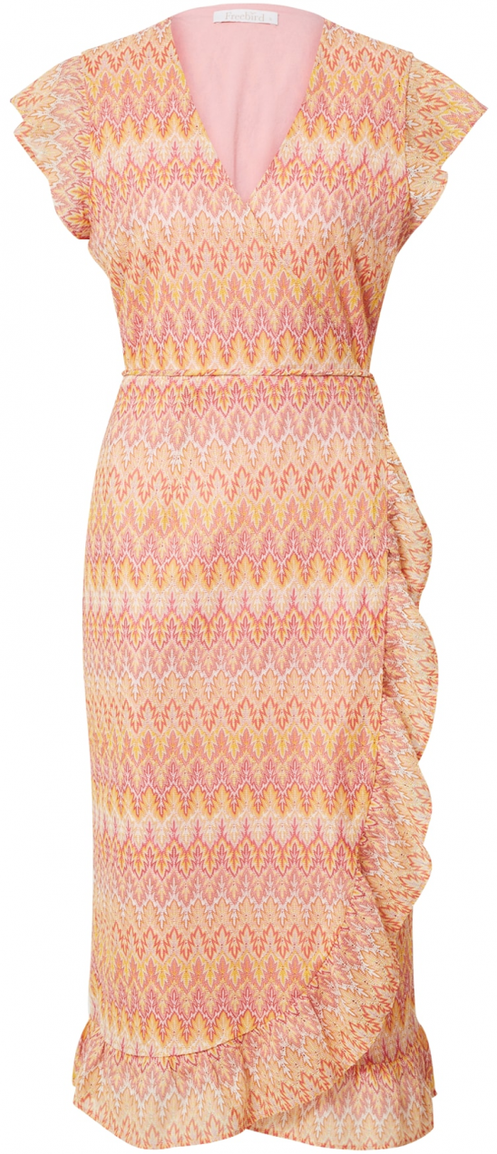 Freebird Icons Šaty  hnedá / kapučíno / žltá / červená