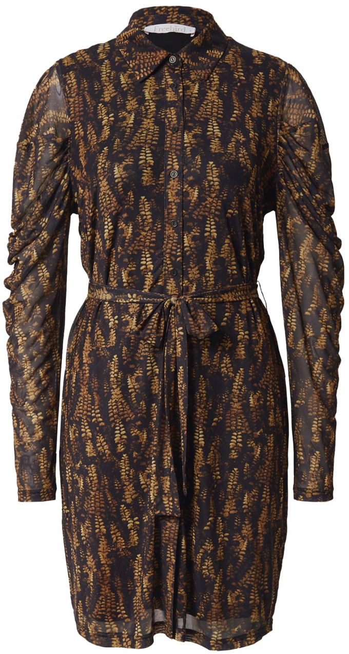 Freebird Icons Košeľové šaty 'Shiloh'  hnedá / horčicová / čierna
