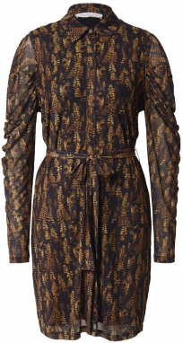 Freebird Icons Košeľové šaty 'Shiloh'  hnedá / horčicová / čierna