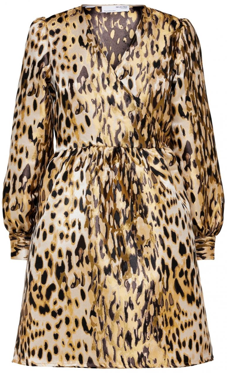 SELECTED Šaty  béžová / zlatá žltá / čierna