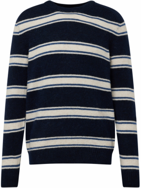 SELECTED Sveter 'RAI'  námornícka modrá / tmavomodrá / šedobiela