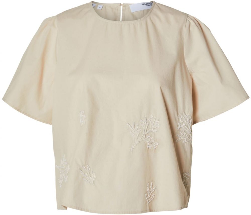 SELECTED Blúzka 'Melli'  svetlobéžová / perlovo biela