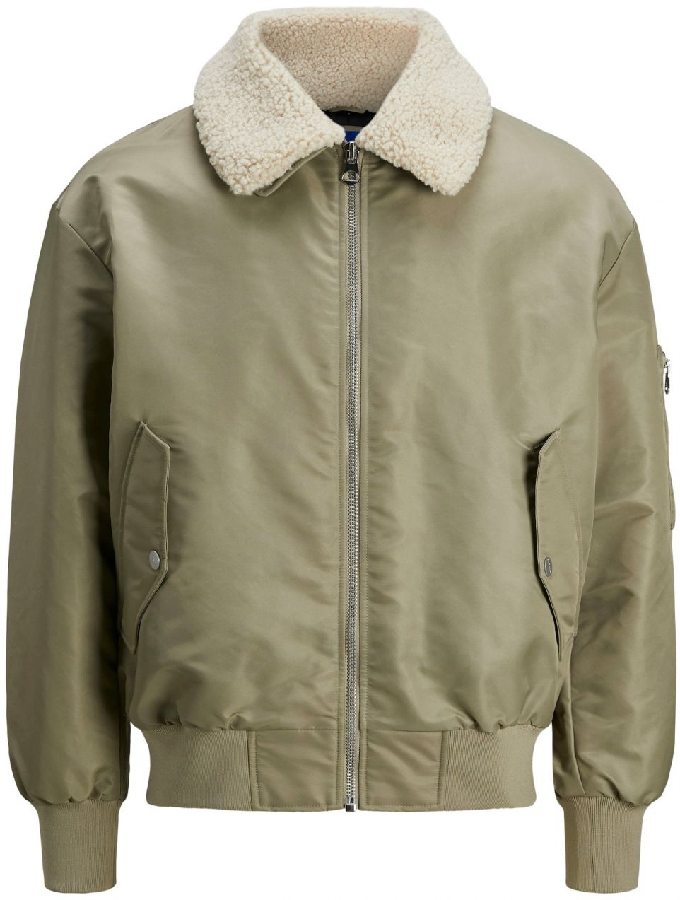 JACK & JONES Prechodná bunda 'QUEENS'  kaki / šedobiela