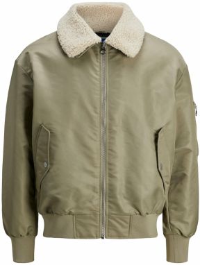 JACK & JONES Prechodná bunda 'QUEENS'  kaki / šedobiela