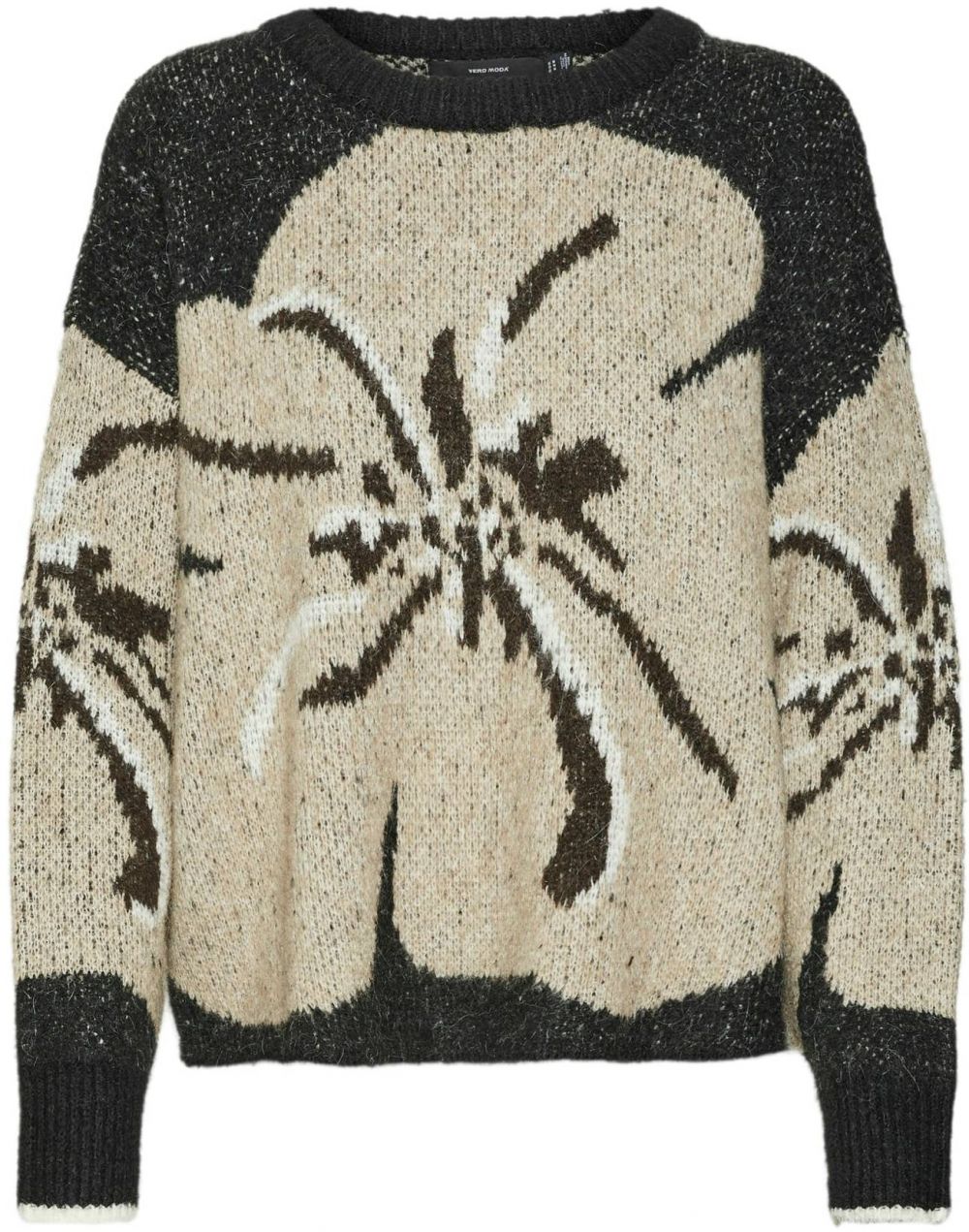 VERO MODA Sveter 'MAdison'  svetlohnedá / čierna / biela ako vlna