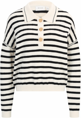 VILA Sveter 'Malfine'  krémová / čierna
