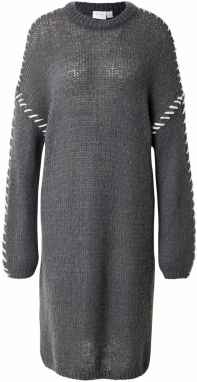 VILA Pletené šaty 'Choca New'  tmavosivá / biela