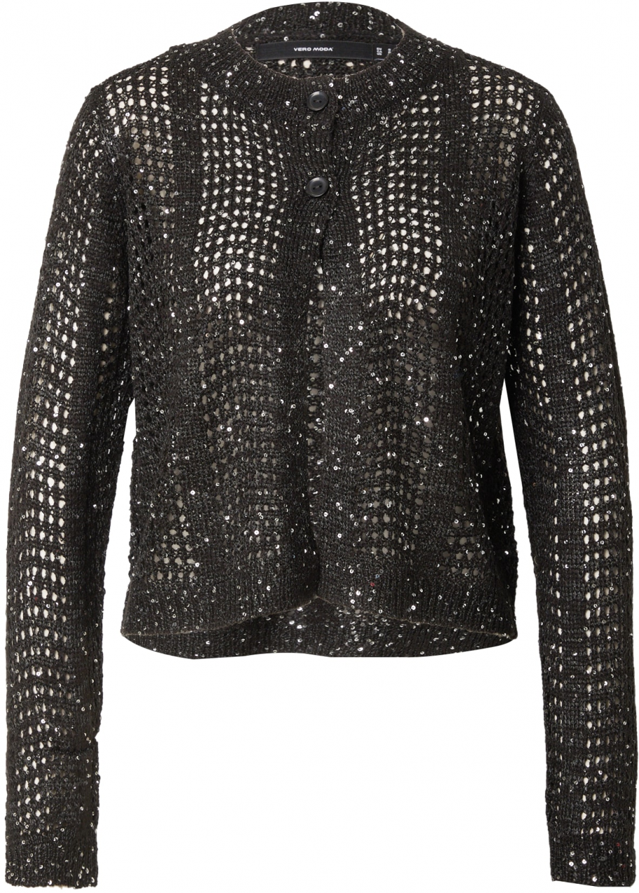 VERO MODA Kardigán 'Leilani'  čierna / strieborná