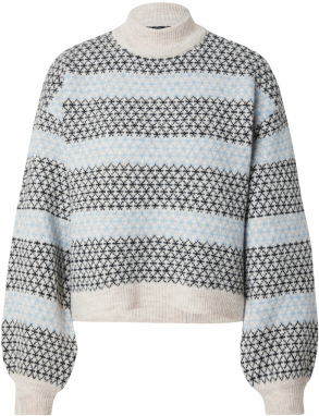 VERO MODA Sveter 'Trixie'  svetlobéžová / svetlomodrá / čierna