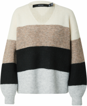 VERO MODA Sveter 'Esma'  béžová / tmavobéžová / svetlomodrá / čierna