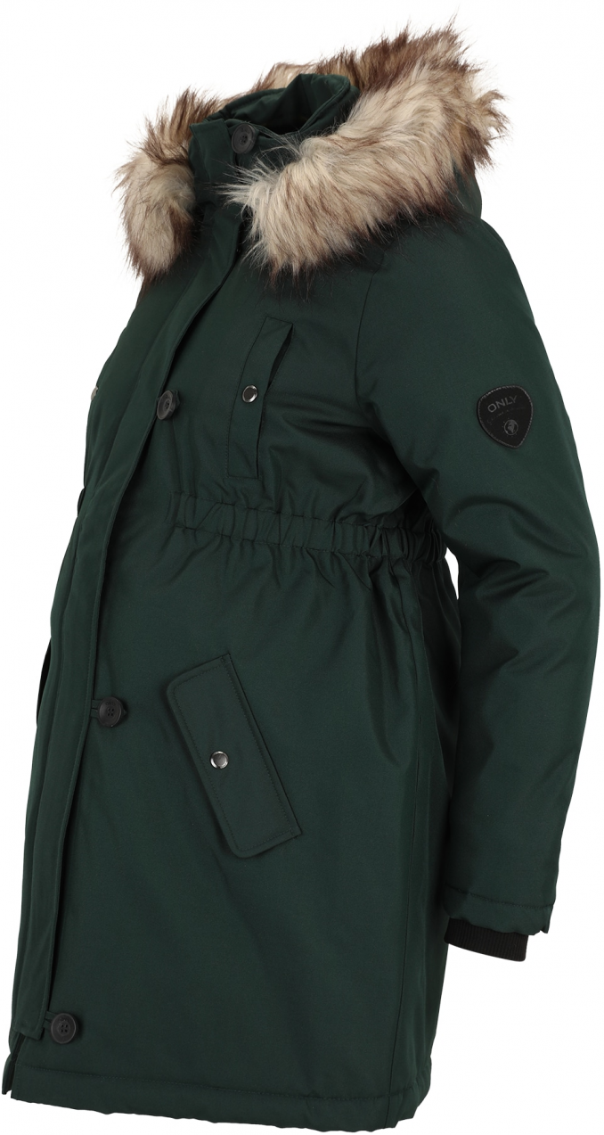 Only Maternity Zimná parka 'OLMIris'  béžová melírovaná / petrolejová