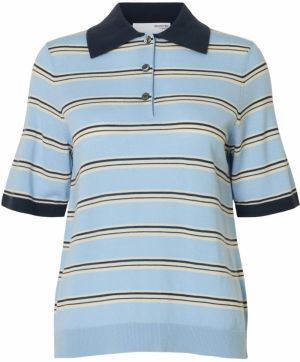 SELECTED Sveter 'SLFThea'  námornícka modrá / svetlomodrá / biela