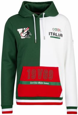 19V69 ITALIA Mikina 'Matteo Wintergames'  tmavozelená / červená / biela