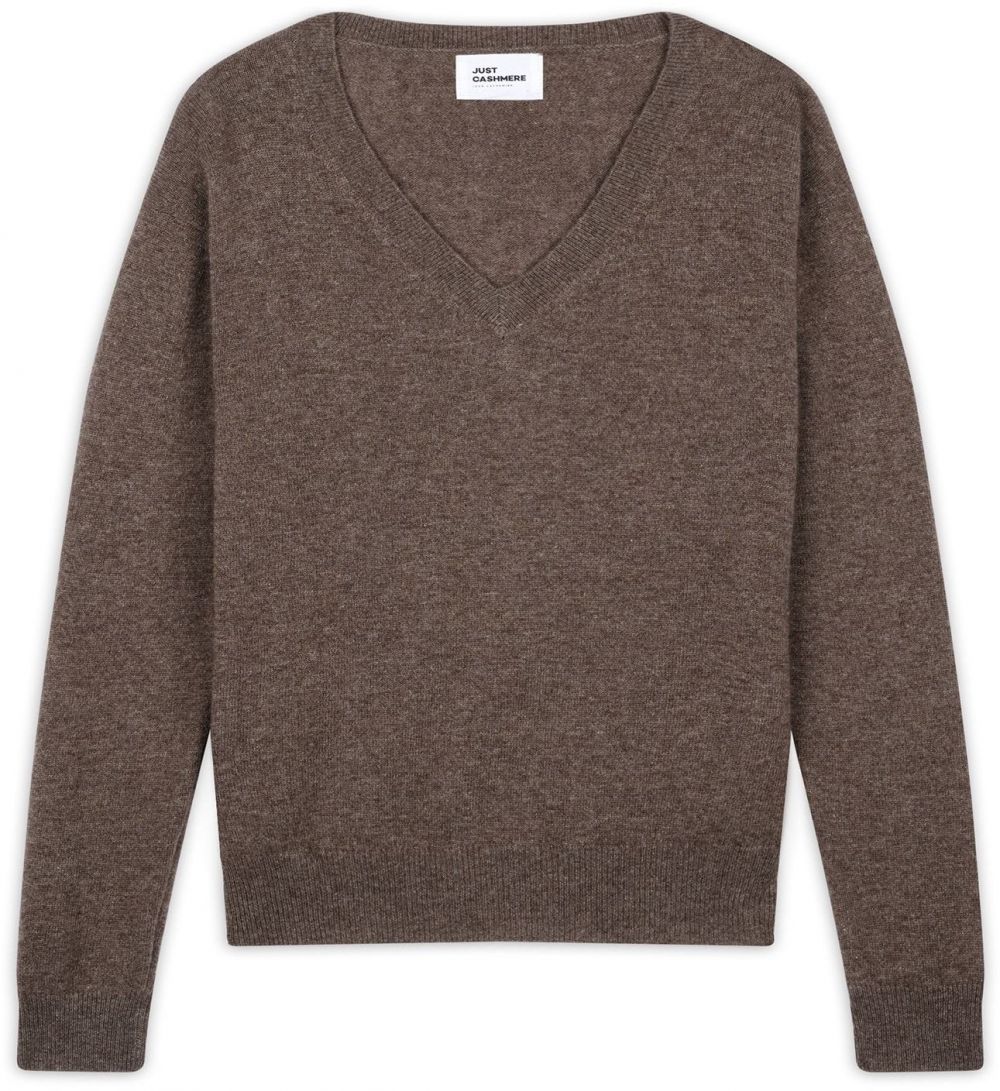 JUST CASHMERE Sveter  hnedá melírovaná