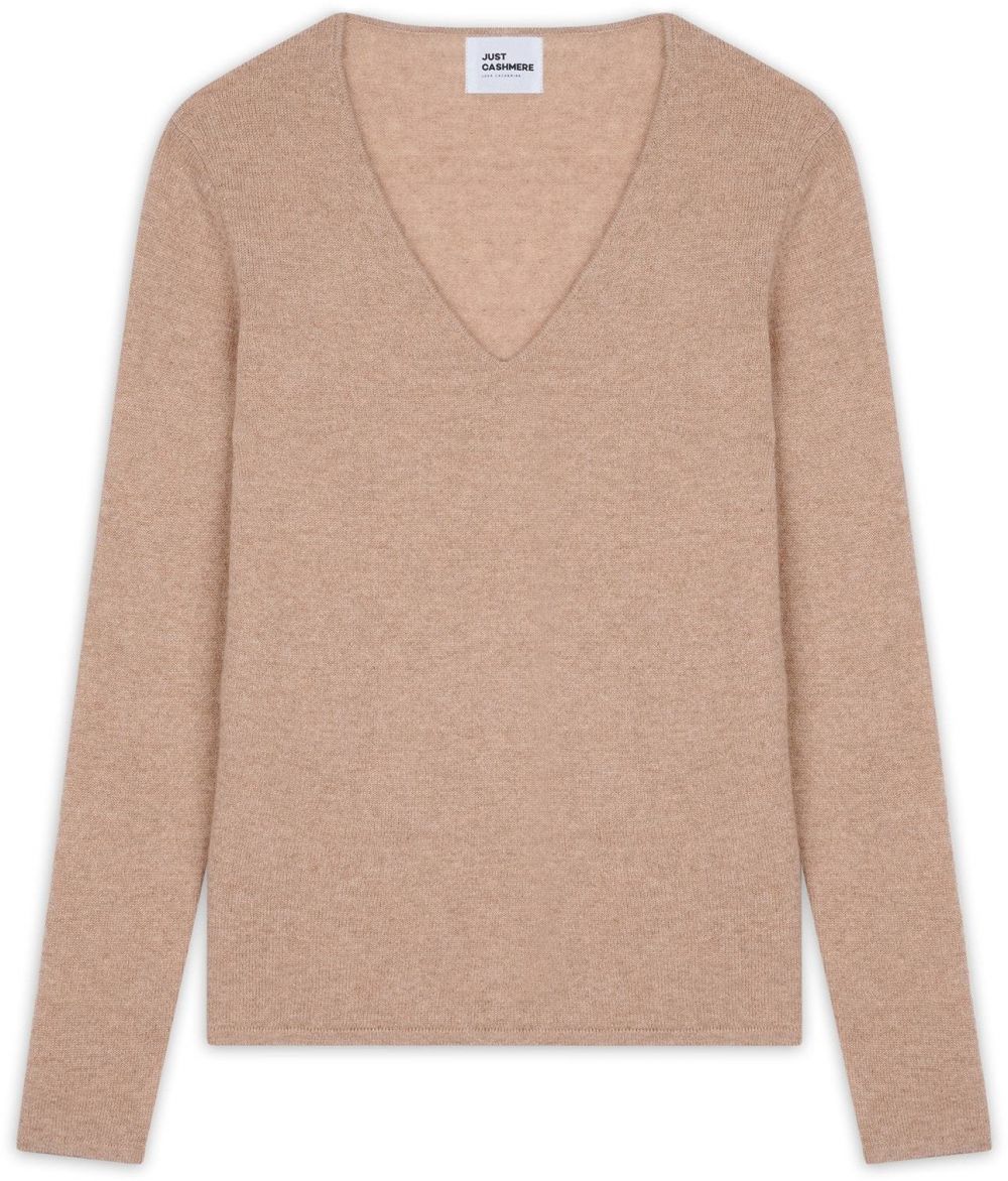 JUST CASHMERE Sveter 'Joan'  mokka