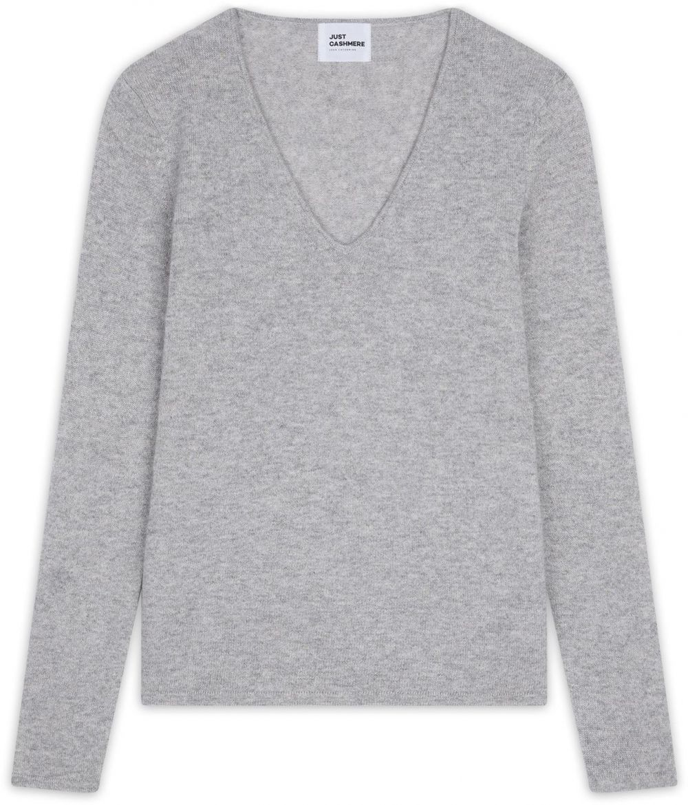 JUST CASHMERE Sveter 'Joan'  sivá melírovaná