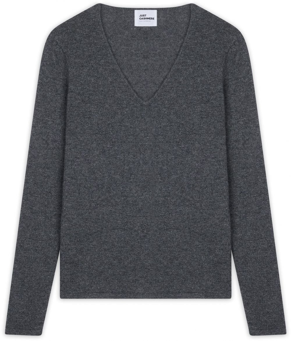 JUST CASHMERE Sveter 'Joan'  sivá melírovaná