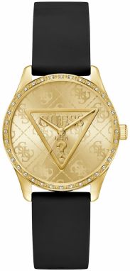 GUESS Analógové hodinky 'Roxy'  zlatá / čierna