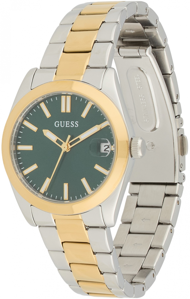 GUESS Analógové hodinky 'Alice'  zlatá / tmavozelená / strieborná