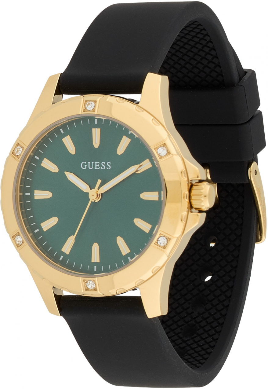 GUESS Analógové hodinky 'MIST'  zlatá / zelená / čierna