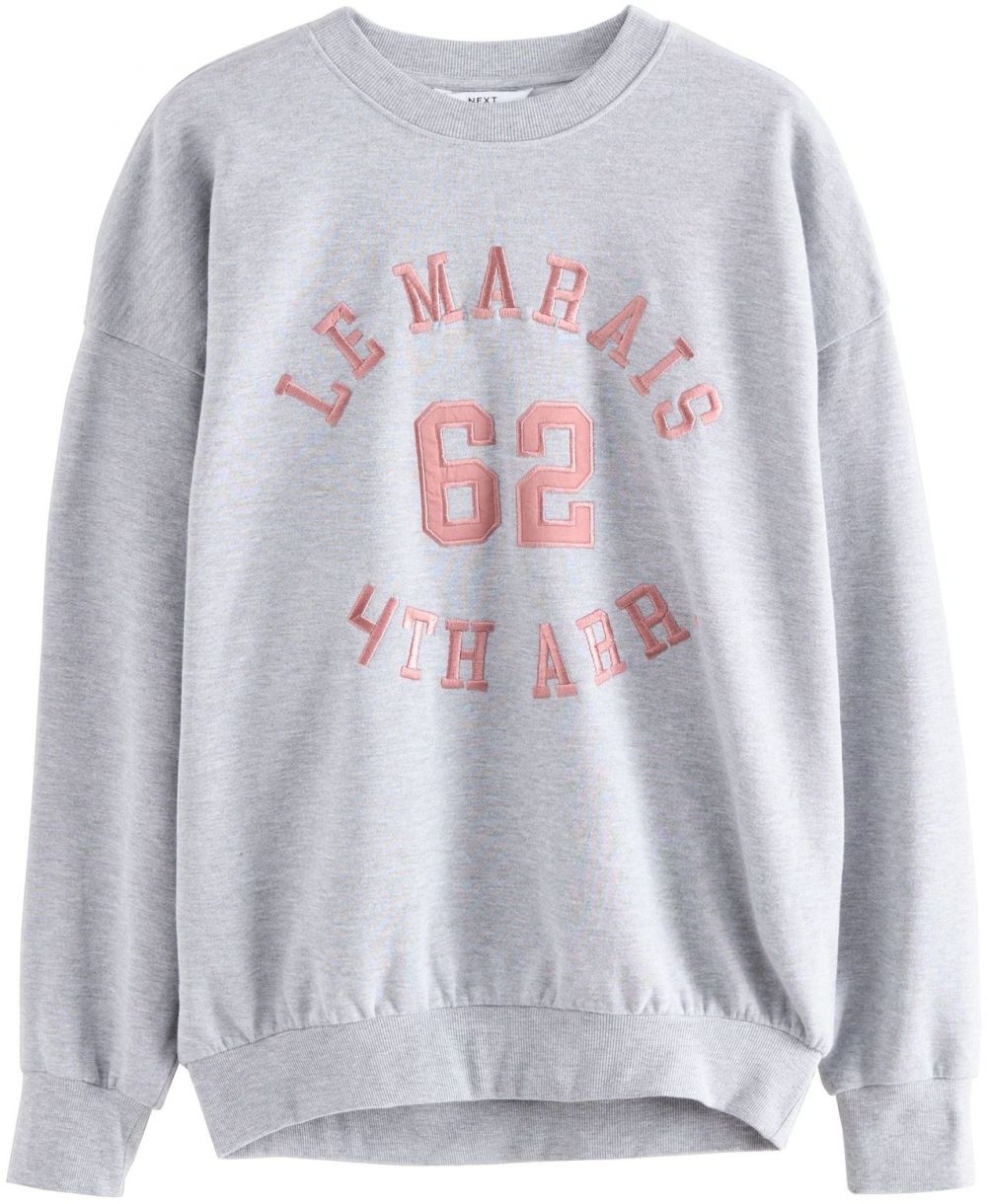 Next Mikina 'Applique Le Marais City'  svetlosivá / pitaya