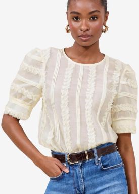 Lipsy Tričko  krémová