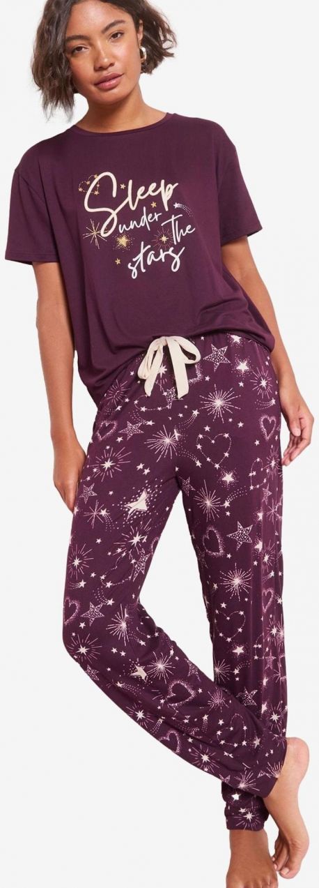 Friends Like These Pyžamo 'Sleep Under The Stars'  svetložltá / burgundská / biela