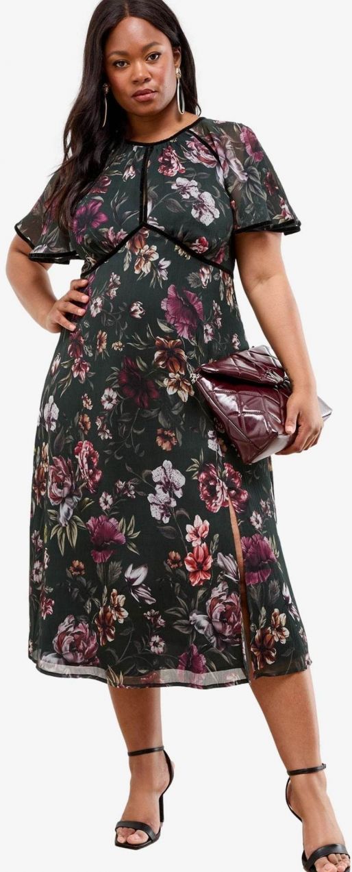 Lipsy Šaty  tmavozelená / zmiešané farby
