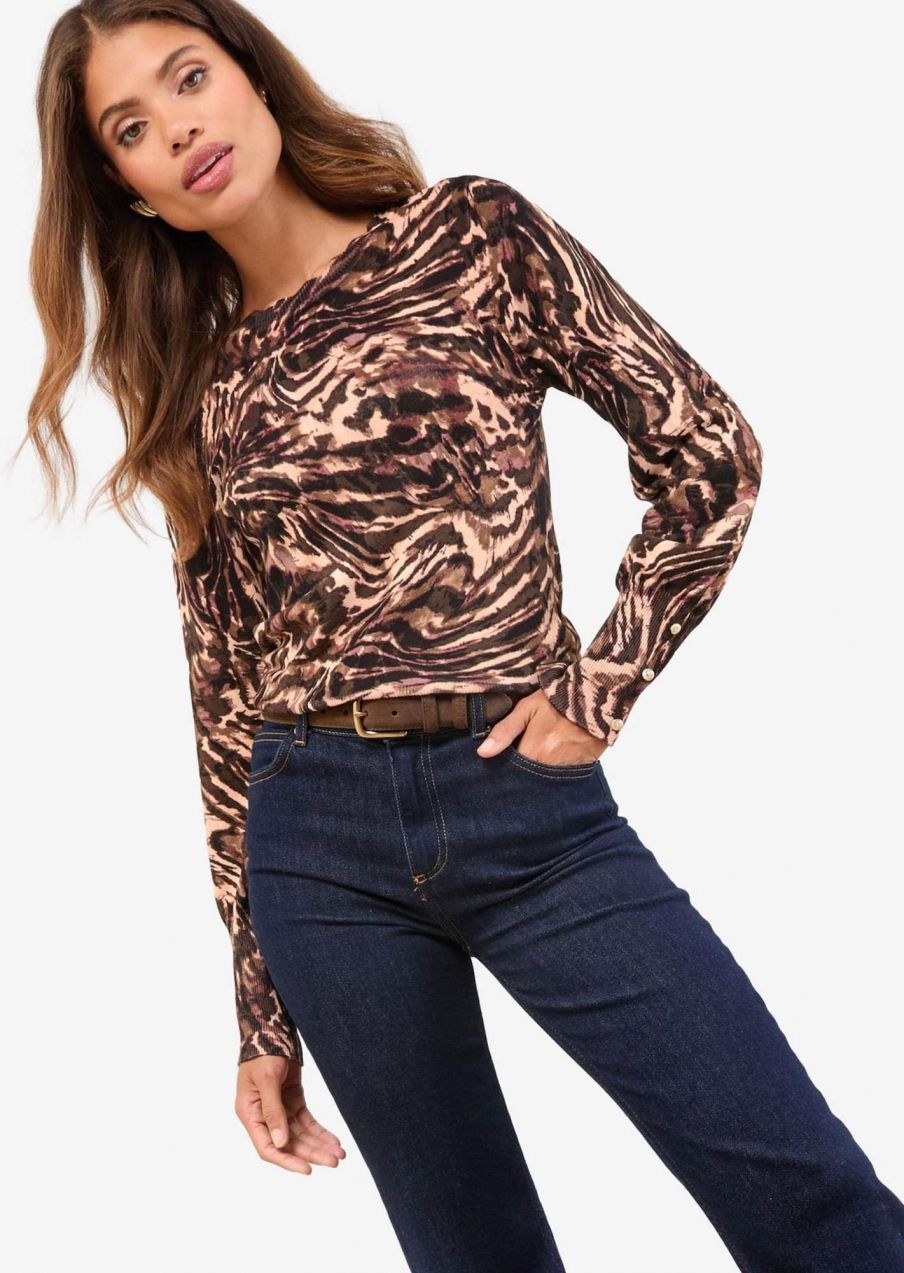 Lipsy Sveter  béžová / gaštanová / svetlohnedá / tmavohnedá